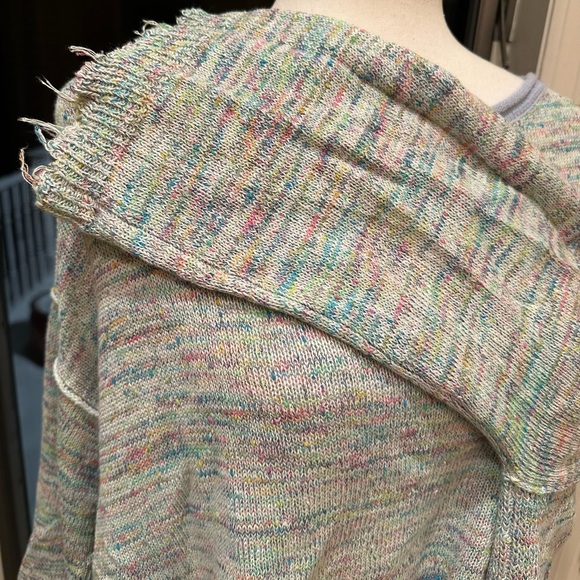 Free People S Pullover Sweater Aqua Combo Boxy Fit EUC - Picture 5 of 10